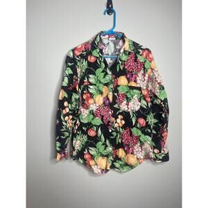 Palmettos Vintage Fruit Printed button down shirt womens Large